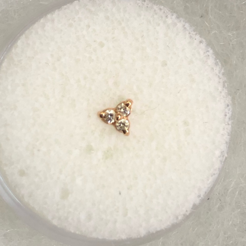BVLA rose gold diamond tri prong stud. Threadless style .